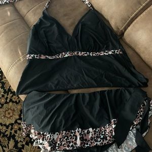 Ladies plus black two piece bathing suit